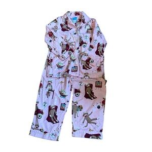 Nick and Nora flannel sock monkey pajama set sz large